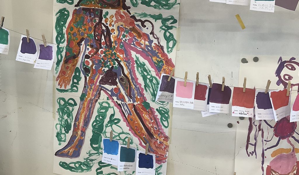 Gemischte Farben in der Malwerkstatt