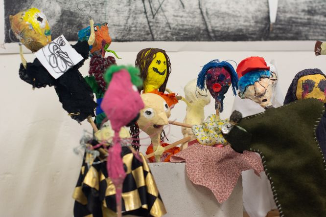 Detailaufnahme der Handpuppen