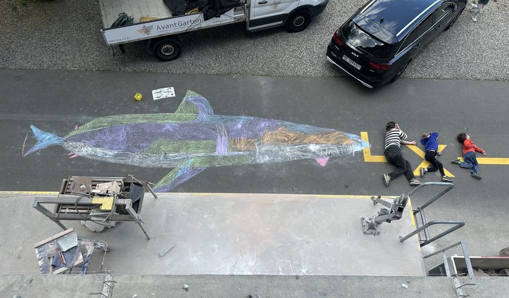 Strassenzeichnung Walfisch